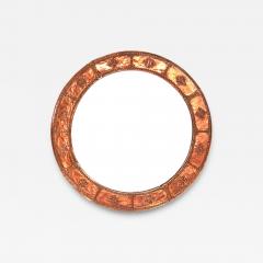 English Hammered Copper Round Mirror - 4448097