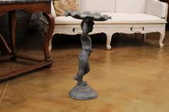 English Iron Greco Roman Style Standing Cherub Carrying a Sea Shell Bird Bath - 3602136