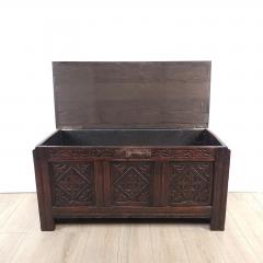 English Jacobean Oak Coffer with Later Lid - 3711320