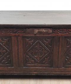 English Jacobean Oak Coffer with Later Lid - 3711321