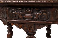 English Jacobean Style Carved Spiral Turned Leg Octagonal Occasional Side Tabl - 4660531