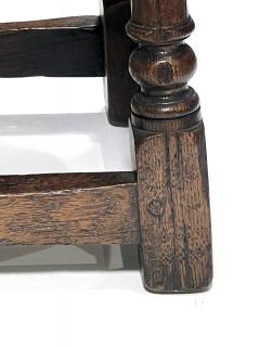 English Jacobean Style Circular Carved Oak Side Table Joint Stool - 4294294