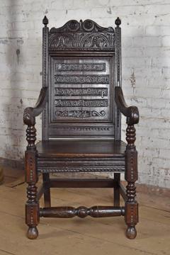 English Jacobean Style Oak Wainscot Armchair - 4347036