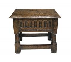 English Jacobean Style Oak Work Side Table Joint Stool with Hinged Lid - 4294329