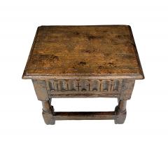 English Jacobean Style Oak Work Side Table Joint Stool with Hinged Lid - 4294331