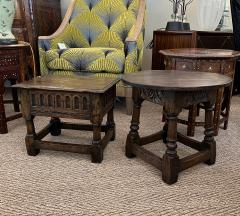 English Jacobean Style Oak Work Side Table Joint Stool with Hinged Lid - 4294335
