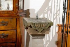 English Late 19th Century Sundial with Carved Limestone and Bronze Top - 3415634