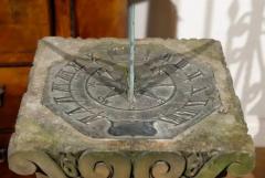 English Late 19th Century Sundial with Carved Limestone and Bronze Top - 3415640