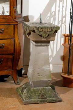 English Late 19th Century Sundial with Carved Limestone and Bronze Top - 3415644