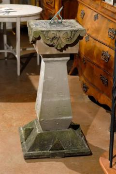 English Late 19th Century Sundial with Carved Limestone and Bronze Top - 3415731