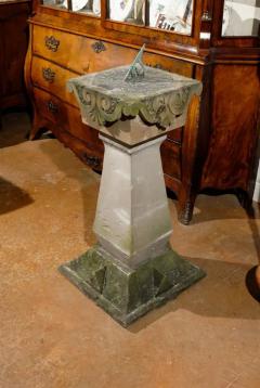 English Late 19th Century Sundial with Carved Limestone and Bronze Top - 3415739