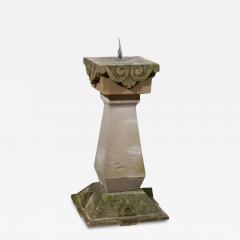 English Late 19th Century Sundial with Carved Limestone and Bronze Top - 3430431