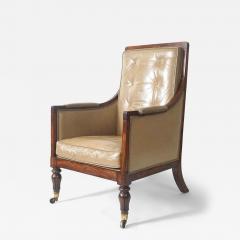 English Late Regency William IV Rosewood Leather Bergere circa 1835 - 3697108