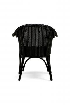 English Lloyd Loom style painted wicker small roundback arm chair - 4674119