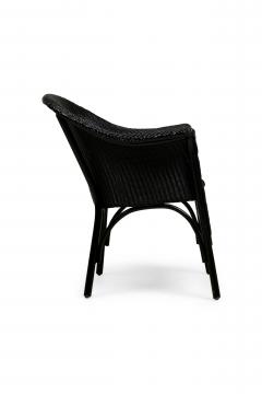 English Lloyd Loom style painted wicker small roundback arm chair - 4674120