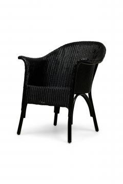 English Lloyd Loom style painted wicker small roundback arm chair - 4674121