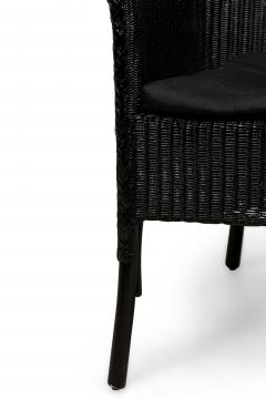 English Lloyd Loom style painted wicker small roundback arm chair - 4674124