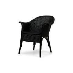 English Lloyd Loom style painted wicker small roundback arm chair - 4735439