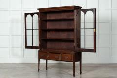 English Mahogany Arched Glazed Dresser Cabinet - 3200303