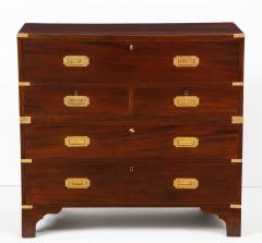 English Mahogany Campaign Chest of Drawers with Writing Surface Circa 1870s - 1035951