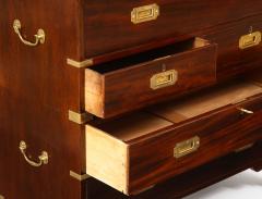 English Mahogany Campaign Chest of Drawers with Writing Surface Circa 1870s - 1035952