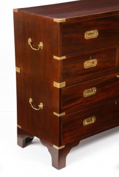 English Mahogany Campaign Chest of Drawers with Writing Surface Circa 1870s - 1035954