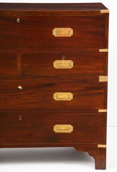 English Mahogany Campaign Chest of Drawers with Writing Surface Circa 1870s - 1035959