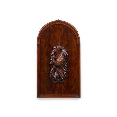 English Mahogany Carved Animal Game Wall Plaque - 4695042