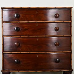 English Mahogany Chest with Faux Bamboo Trim - 3888021