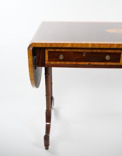 English Mahogany Drop Leaf Console Table Inlaid Decoration Mid 19th Century - 4821969