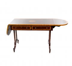 English Mahogany Drop Leaf Console Table Inlaid Decoration Mid 19th Century - 4821978