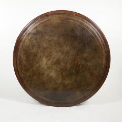 English Mahogany Drum Table with Embossed Leather Top Circa 1900 - 3855842