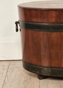 English Mahogany Oval Wine Box or Cellarette with Iron Straps circa 1820 - 4334273