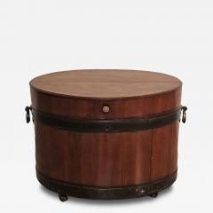 English Mahogany Oval Wine Box or Cellarette with Iron Straps circa 1820 - 4334680