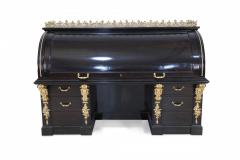 English Mahogany and Gold Accented Roll Top Desk - 2800573