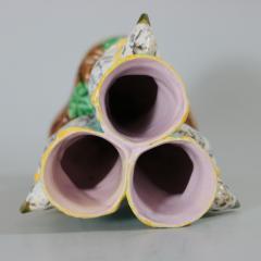 English Majolica Bird Triple Throated Vase - 2157790