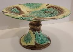 English Majolica Cake or Petits Fours Stand in a Leafy Motif  - 2260009