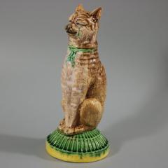 English Majolica Cat IVE EATEN THE CANARY Figure - 2525688