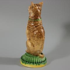 English Majolica Cat IVE EATEN THE CANARY Figure - 2525692