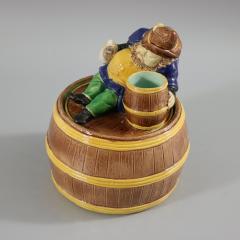 English Majolica Dwarf on Barrel Jar And Cover - 2801403