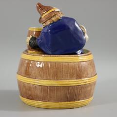 English Majolica Dwarf on Barrel Jar And Cover - 2801406