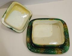 English Majolica Sardine Trinket Box with Lid - 2257349