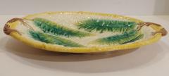 English Majolica Serving Tray with Basket Leaves and Stem Handles Circa 1870 - 2246667
