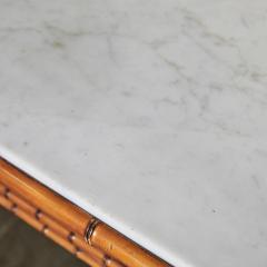 English Marble Top Faux Bamboo Mirror Backed Console - 1949690