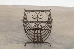 English Mid 20thC Brutalist Wrought Iron Log Basket - 4502634