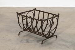 English Mid 20thC Brutalist Wrought Iron Log Basket - 4502635