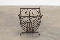 English Mid 20thC Brutalist Wrought Iron Log Basket - 4502636
