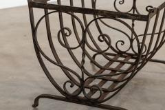 English Mid 20thC Brutalist Wrought Iron Log Basket - 4502638
