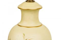 English Mid Century Beige Ceramic and Brass Floral Design Table Lamp - 4671957