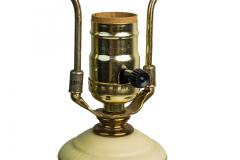 English Mid Century Beige Ceramic and Brass Floral Design Table Lamp - 4671960